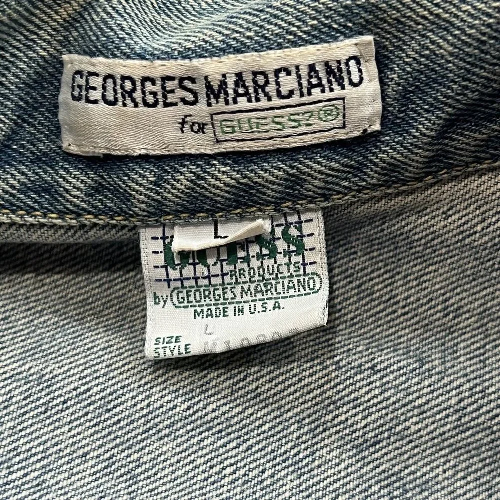 Vintage Guess Georges Marciano Denim Jean Jacket Mens Size Large 80s Big‎ Logo